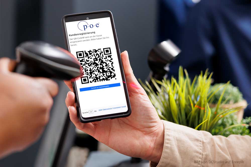 Kundenregistrierung an der Kasse per QR-Code Scan